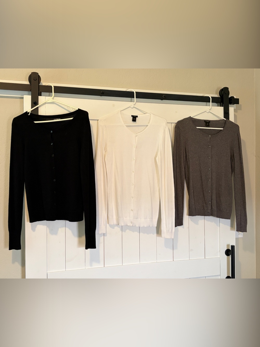 EXPRESS Button-Front Cardigan’s- Black, White , Grey (set of 3- medium )